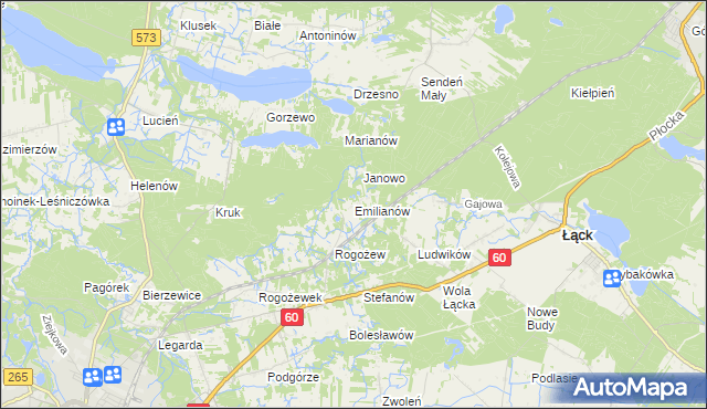 mapa Emilianów gmina Gostynin, Emilianów gmina Gostynin na mapie Targeo