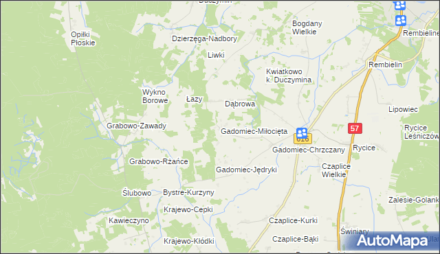 mapa Gadomiec-Miłocięta, Gadomiec-Miłocięta na mapie Targeo
