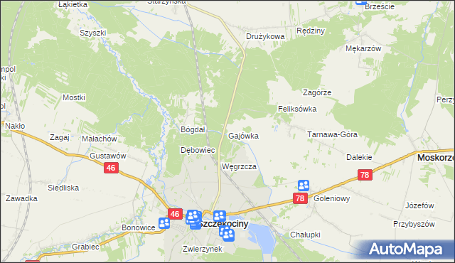 mapa Gajówka gmina Szczekociny, Gajówka gmina Szczekociny na mapie Targeo