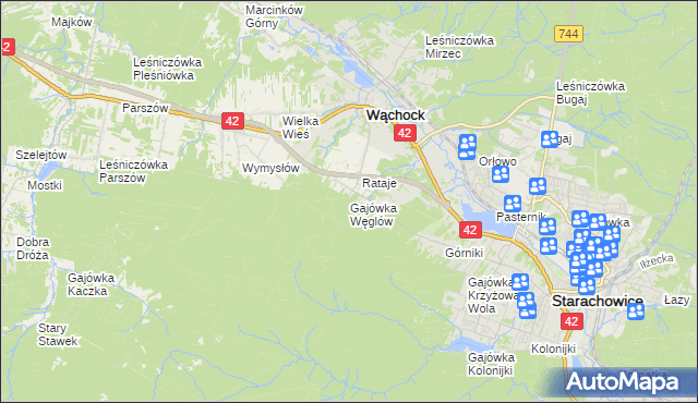 mapa Gajówka Węglów, Gajówka Węglów na mapie Targeo