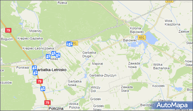 mapa Garbatka-Dziewiątka, Garbatka-Dziewiątka na mapie Targeo