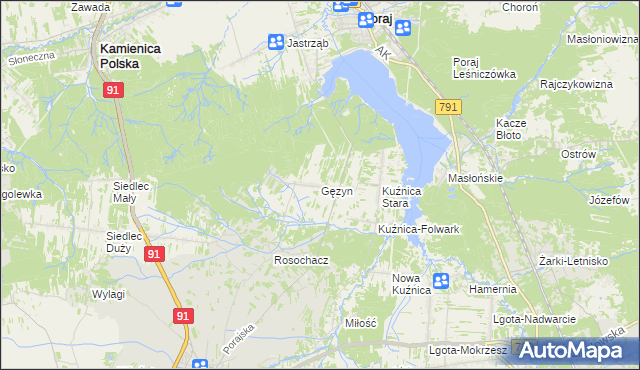 mapa Gęzyn, Gęzyn na mapie Targeo