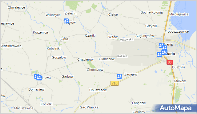 mapa Głaniszew, Głaniszew na mapie Targeo