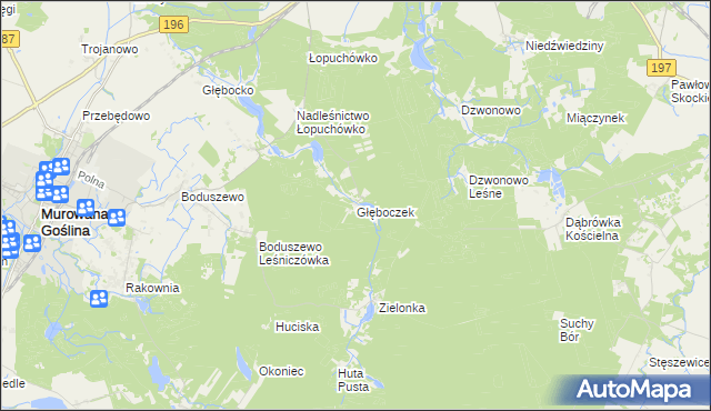mapa Głęboczek gmina Murowana Goślina, Głęboczek gmina Murowana Goślina na mapie Targeo