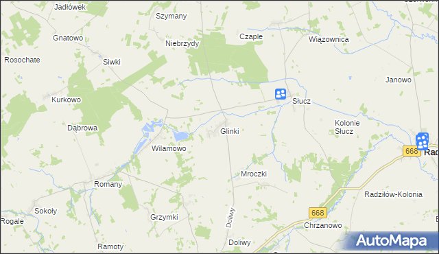 mapa Glinki gmina Radziłów, Glinki gmina Radziłów na mapie Targeo