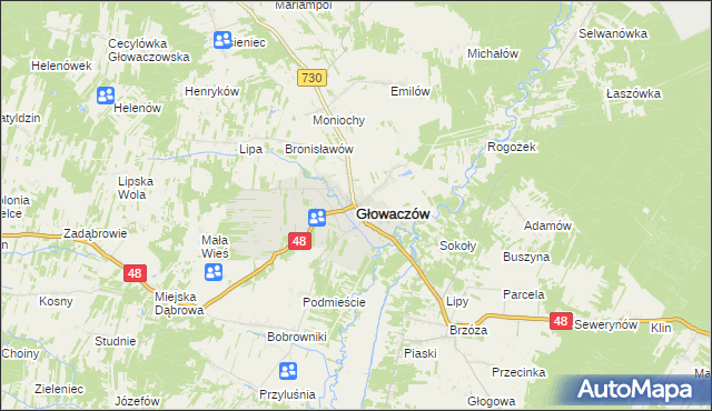 mapa Głowaczów, Głowaczów na mapie Targeo
