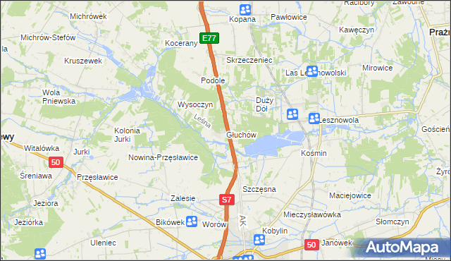 mapa Głuchów gmina Grójec, Głuchów gmina Grójec na mapie Targeo
