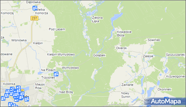 mapa Gołąbek gmina Cekcyn, Gołąbek gmina Cekcyn na mapie Targeo