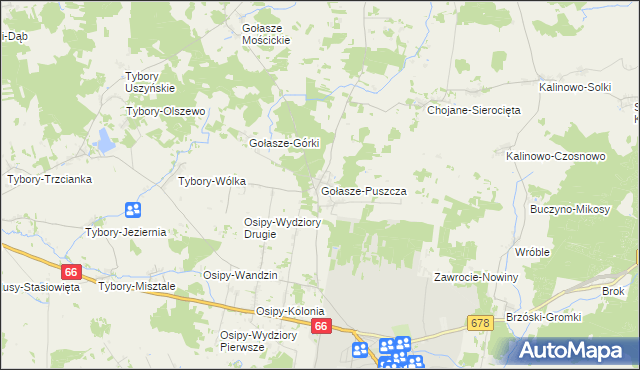 mapa Gołasze-Puszcza, Gołasze-Puszcza na mapie Targeo