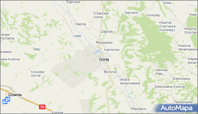 mapa Goraj powiat biłgorajski, Goraj powiat biłgorajski na mapie Targeo