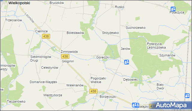 mapa Góreczki gmina Koźmin Wielkopolski, Góreczki gmina Koźmin Wielkopolski na mapie Targeo