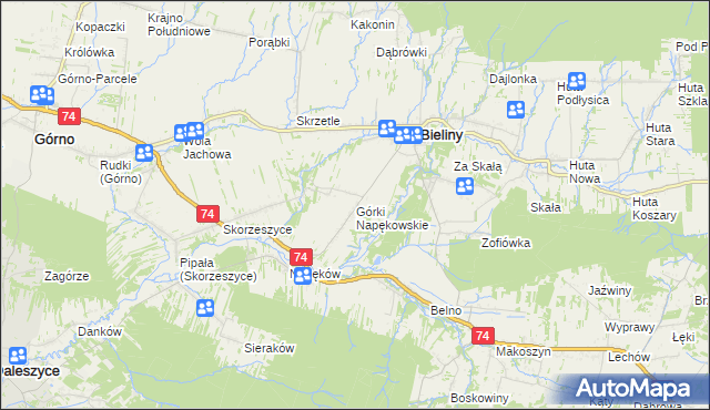 mapa Górki Napękowskie, Górki Napękowskie na mapie Targeo