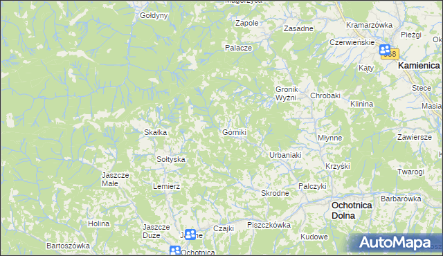 mapa Górniki gmina Ochotnica Dolna, Górniki gmina Ochotnica Dolna na mapie Targeo