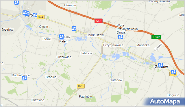 mapa Góry gmina Markuszów, Góry gmina Markuszów na mapie Targeo