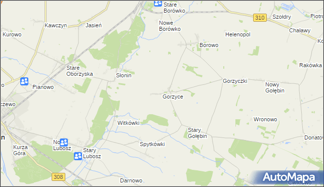mapa Gorzyce gmina Czempiń, Gorzyce gmina Czempiń na mapie Targeo