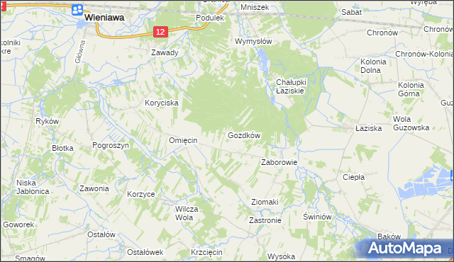 mapa Gozdków gmina Orońsko, Gozdków gmina Orońsko na mapie Targeo