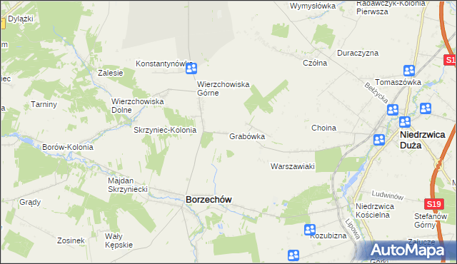 mapa Grabówka gmina Borzechów, Grabówka gmina Borzechów na mapie Targeo