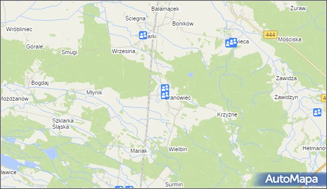 mapa Granowiec, Granowiec na mapie Targeo