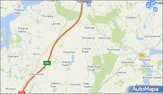 mapa Grauże Stare, Grauże Stare na mapie Targeo