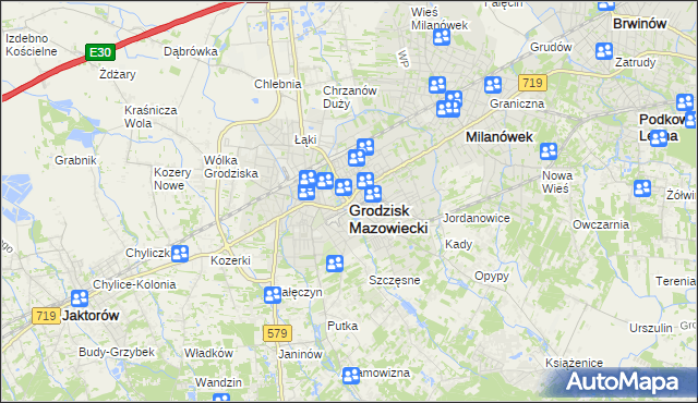 mapa Grodzisk Mazowiecki, Grodzisk Mazowiecki na mapie Targeo