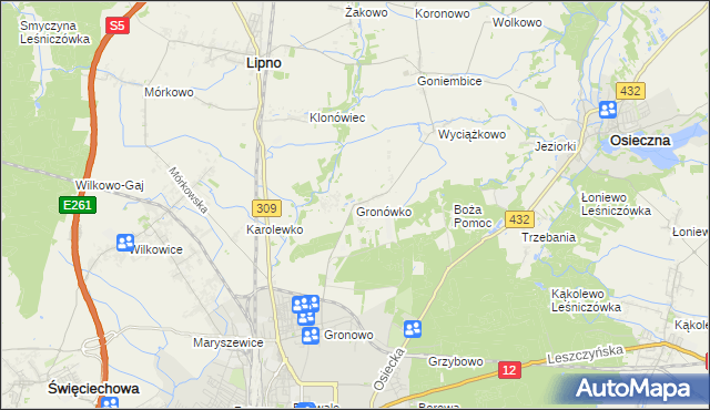 mapa Gronówko gmina Lipno, Gronówko gmina Lipno na mapie Targeo