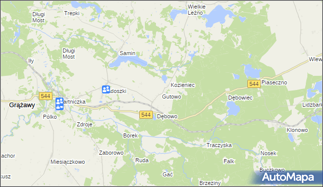 mapa Gutowo gmina Bartniczka, Gutowo gmina Bartniczka na mapie Targeo