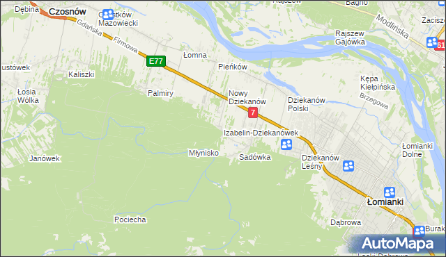 mapa Izabelin-Dziekanówek, Izabelin-Dziekanówek na mapie Targeo