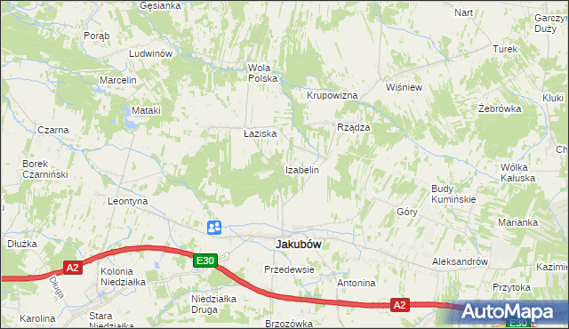 mapa Izabelin gmina Jakubów, Izabelin gmina Jakubów na mapie Targeo