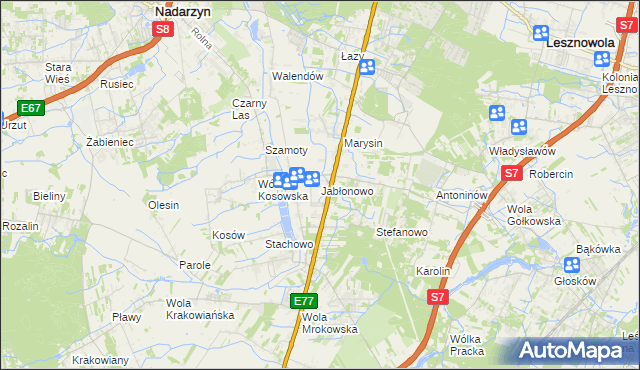 mapa Jabłonowo gmina Lesznowola, Jabłonowo gmina Lesznowola na mapie Targeo