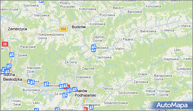 mapa Jachówka, Jachówka na mapie Targeo