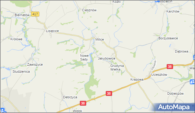 mapa Jakubowice gmina Pawłowiczki, Jakubowice gmina Pawłowiczki na mapie Targeo