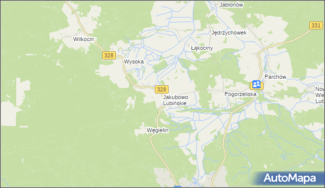 mapa Jakubowo Lubińskie, Jakubowo Lubińskie na mapie Targeo