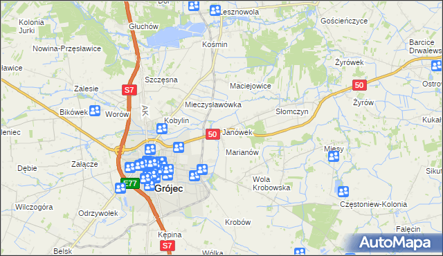mapa Janówek gmina Grójec, Janówek gmina Grójec na mapie Targeo