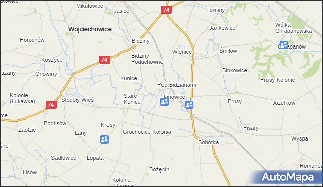 mapa Janowice gmina Ożarów, Janowice gmina Ożarów na mapie Targeo