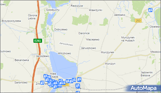 mapa Januszkowo gmina Żnin, Januszkowo gmina Żnin na mapie Targeo