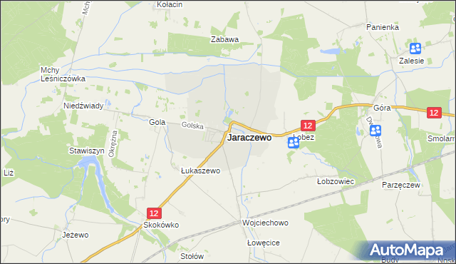 mapa Jaraczewo powiat jarociński, Jaraczewo powiat jarociński na mapie Targeo