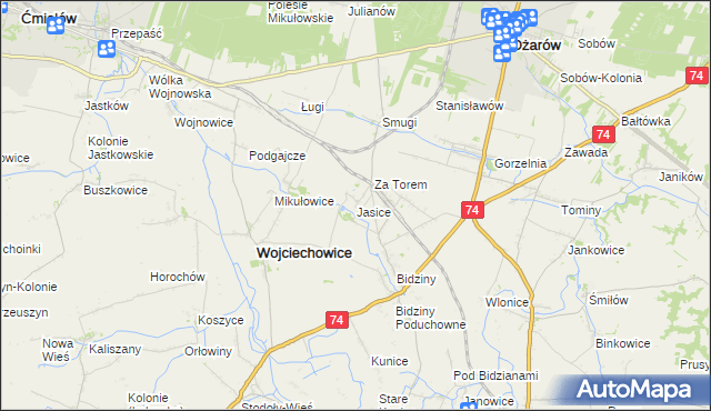 mapa Jasice, Jasice na mapie Targeo