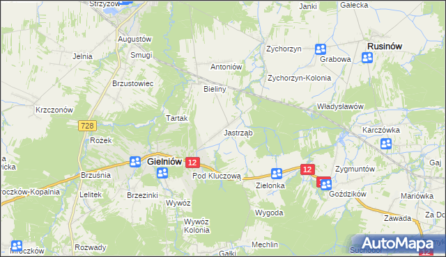 mapa Jastrząb gmina Gielniów, Jastrząb gmina Gielniów na mapie Targeo