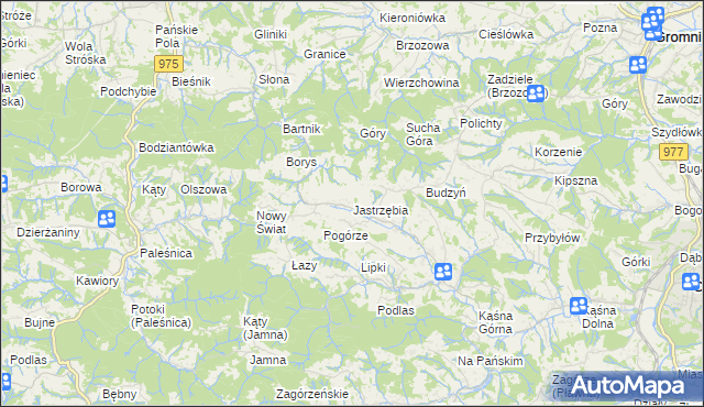 mapa Jastrzębia gmina Ciężkowice, Jastrzębia gmina Ciężkowice na mapie Targeo