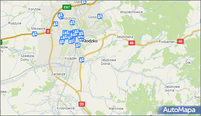 mapa Jaszkowa Dolna, Jaszkowa Dolna na mapie Targeo