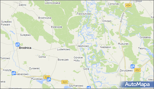 mapa Jaszkowo gmina Brodnica, Jaszkowo gmina Brodnica na mapie Targeo