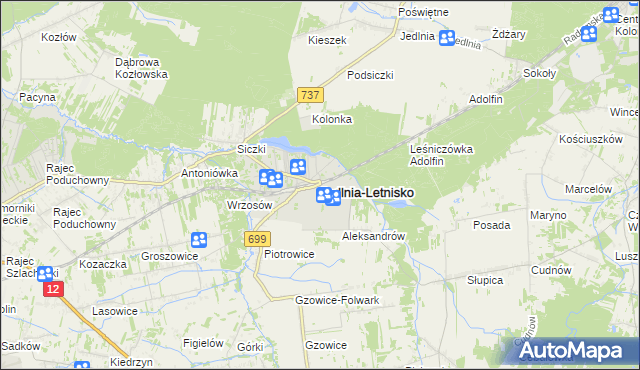 mapa Jedlnia-Letnisko, Jedlnia-Letnisko na mapie Targeo