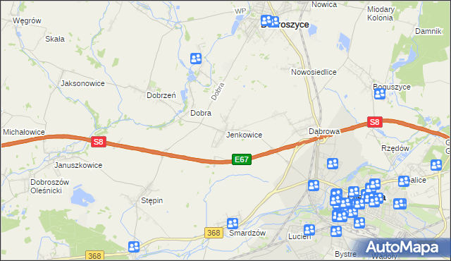 mapa Jenkowice gmina Oleśnica, Jenkowice gmina Oleśnica na mapie Targeo