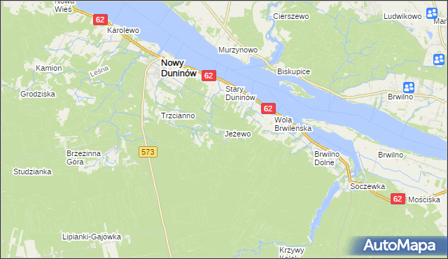 mapa Jeżewo gmina Nowy Duninów, Jeżewo gmina Nowy Duninów na mapie Targeo