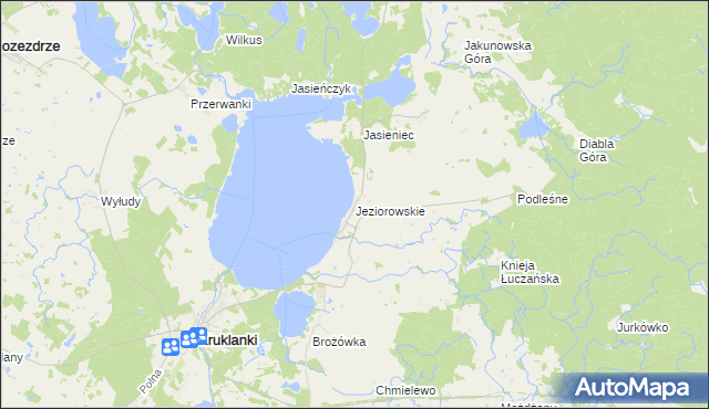 mapa Jeziorowskie gmina Kruklanki, Jeziorowskie gmina Kruklanki na mapie Targeo