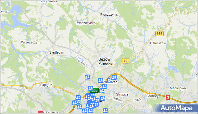 mapa Jeżów Sudecki, Jeżów Sudecki na mapie Targeo