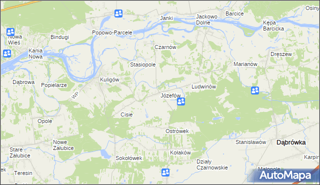 mapa Józefów gmina Dąbrówka, Józefów gmina Dąbrówka na mapie Targeo