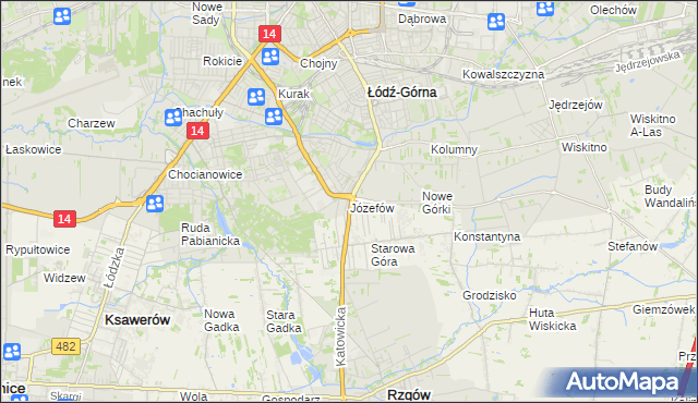 mapa Józefów gmina Łódź, Józefów gmina Łódź na mapie Targeo