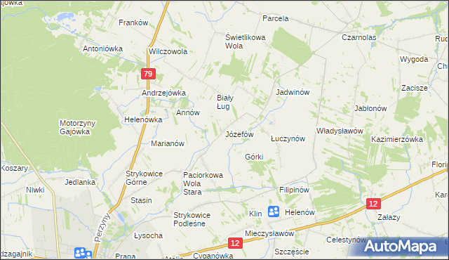 mapa Józefów gmina Zwoleń, Józefów gmina Zwoleń na mapie Targeo