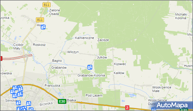 mapa Julków gmina Biała Podlaska, Julków gmina Biała Podlaska na mapie Targeo